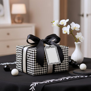 Klassisches schwarzes Houndstooth-Muster Geschenkpapier