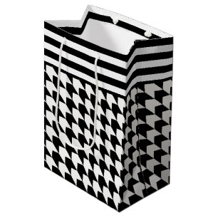 Klassisches schwarzes Houndstooth-Muster Mittlere Geschenktüte