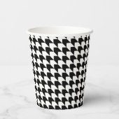 Klassisches schwarzes Houndstooth-Muster Pappbecher (Rückseite)