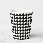 Klassisches schwarzes Houndstooth-Muster Pappbecher (Vorderseite)
