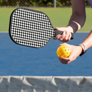 Klassisches schwarzes Houndstooth-Muster Pickleball Schläger