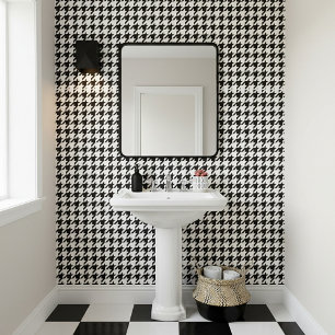 Klassisches schwarzes Houndstooth-Muster Tapete