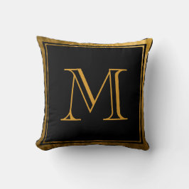 Klassisches Schwarzes Imitat Goldfolie Monogram Ki Kissen