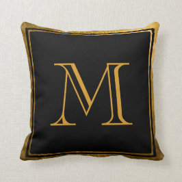 Klassisches Schwarzes Imitat Goldfolie Monogram Ki Kissen