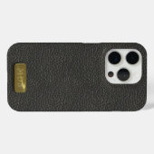 Klassisches Schwarzes Imitat Leather Gold Monogram Case-Mate iPhone Hülle (Rückseite (Horizontal))