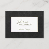 Klassisches schwarzes Imitat Leder mit Goldrahmen  Visitenkarte (Vorderseite)