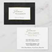 Klassisches schwarzes Imitat Leder mit Goldrahmen Visitenkarte (Vorne/Hinten)