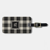 Klassisches schwarzes Karomuster mit Monogramm Gepäckanhänger (Vorderseite horizontal)
