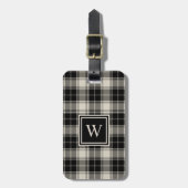 Klassisches schwarzes Karomuster mit Monogramm Gepäckanhänger (Vorderseite vertikal)