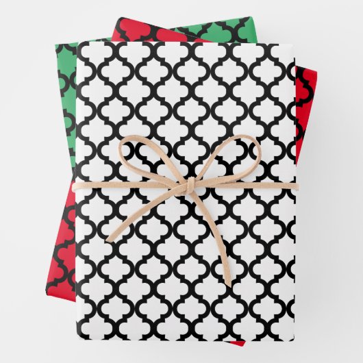 Klassisches schwarzes marokkanisches Quarrefolienm Geschenkpapier Set (Beispiel)