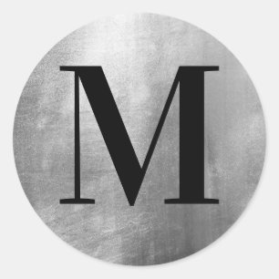 Klassisches Schwarzes Monogramm auf Imitaten - Sil Runder Aufkleber