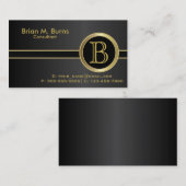 Klassisches Schwarzes Monogramm der Führungskraft Visitenkarte (Vorne/Hinten)