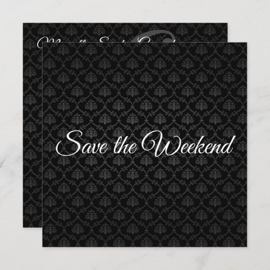 Klassisches Schwarzes Muster Save the Date (Vorne/Hinten)