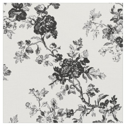 Klassisches schwarzes Rosen-Toile-Muster Stoff (Nahaufnahme)