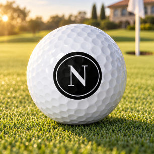 Klassisches schwarzes rundes Monogramm-Initial Golfball