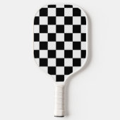 Klassisches schwarzes Schachbrett Pickleball Schläger (Rückseite)