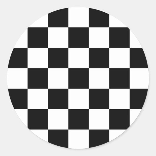 Klassisches schwarzes Schachbrett Runder Aufkleber (Vorderseite)