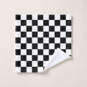 Klassisches schwarzes Schachbrettmuster Badhandtuch Set (Waschlappen)
