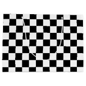 Klassisches schwarzes Schachbrettmuster Große Geschenktüte (Rückseite)