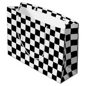 Klassisches schwarzes Schachbrettmuster Große Geschenktüte (Rückseite Schrägansicht)