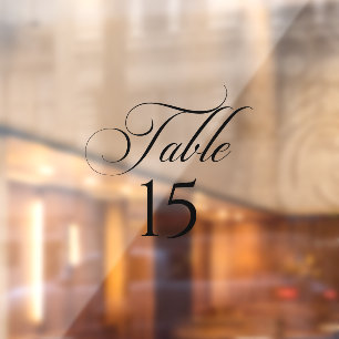 Klassisches schwarzes Tischnummern Transparent Dek Fensteraufkleber