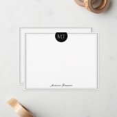 Klassisches Schwarzkreisgrenzenmonogramm Mitteilungskarte (Vorderseite/Rückseite Beispiel)