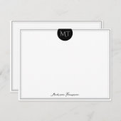 Klassisches Schwarzkreisgrenzenmonogramm Mitteilungskarte (Vorne/Hinten)