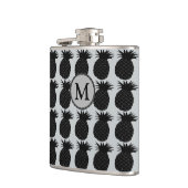 Klassisches Schwarzweiss-Ananas-Muster Flachmann (Links)