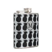 Klassisches Schwarzweiss-Ananas-Muster Flachmann (Rechts)