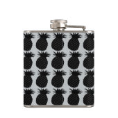 Klassisches Schwarzweiss-Ananas-Muster Flachmann (Rückseite)