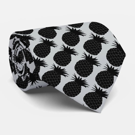 Klassisches Schwarzweiss-Ananas-Muster Krawatte (Gerollt)