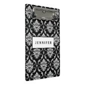 Klassisches Schwarzweiss-Blumendamast-Muster Mini Klemmbrett (Schrägansicht)