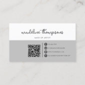 Klassisches Script Dual Tone Silver Grau Script QR Visitenkarte (Rückseite)