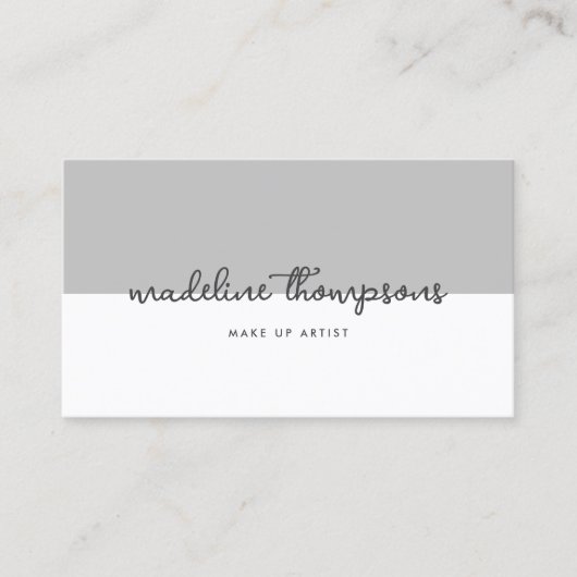 Klassisches Script Dual Tone Silver Grau Script QR Visitenkarte (Vorderseite)