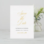 Klassisches Script Elegant Wedding Save the Date G Folieneinladung (Stehend vorne)