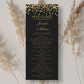 Klassisches Script Hochzeitsprogramm Confetti Gold Einladung