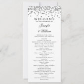 Klassisches Script-Hochzeitsprogramm Confetti Silv Einladung (Vorderseite)