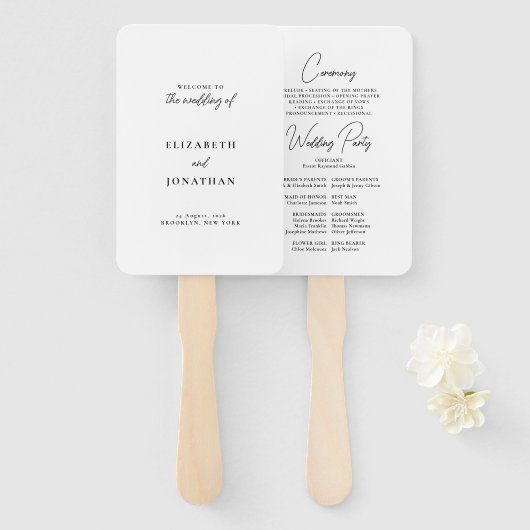 Klassisches Script-Hochzeitsprogramm Fächer (Vorne und Hinten)