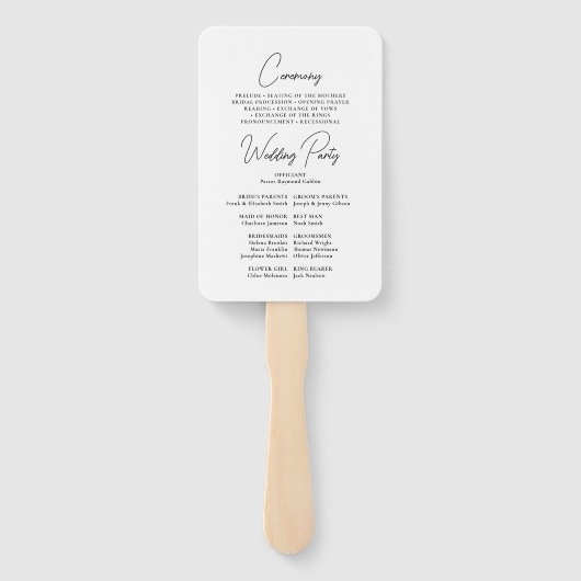 Klassisches Script-Hochzeitsprogramm Fächer (Rückseite)