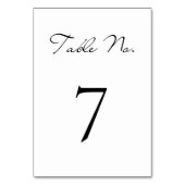 Klassisches Script Minimalistisch White Wedding Tischnummer (Vorderseite)