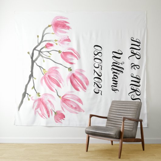 Klassisches Script Mr. & Mrs. Wedding Backdrop Ban Wandteppich (Beispiel (Horizontal))