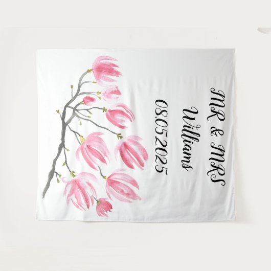 Klassisches Script Mr. & Mrs. Wedding Backdrop Ban Wandteppich (Vorderseite (Horizontal))