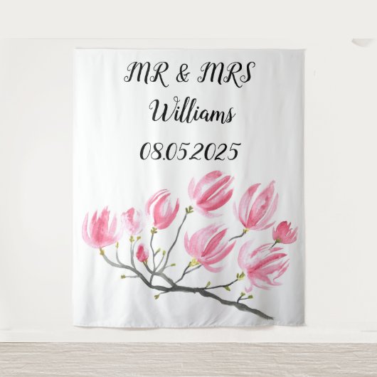 Klassisches Script Mr. & Mrs. Wedding Backdrop Ban Wandteppich (Vorderseite)