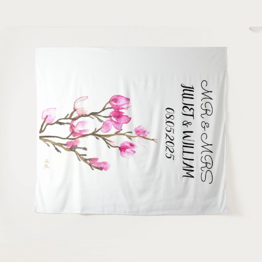 Klassisches Script Mr. & Mrs. Wedding Backdrop Ban Wandteppich (Vorderseite (Horizontal))