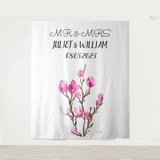 Klassisches Script Mr. & Mrs. Wedding Backdrop Ban Wandteppich (Vorderseite)