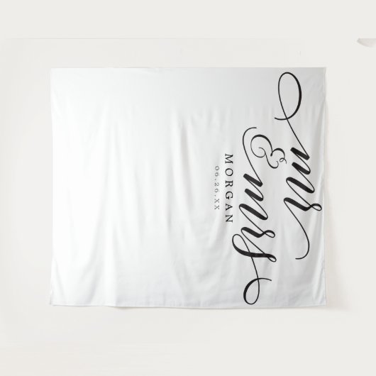 Klassisches Script Mr. & Mrs. Wedding Backdrop Ban Wandteppich (Vorderseite (Horizontal))