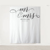 Klassisches Script Mr. & Mrs. Wedding Backdrop Ban Wandteppich (Vorderseite)