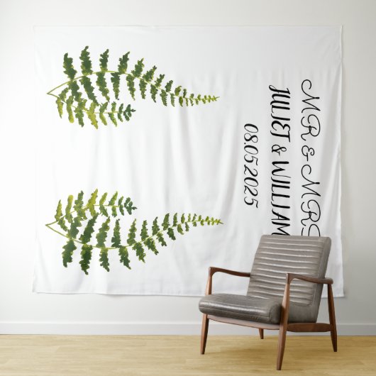 Klassisches Script Mr. & Mrs. Wedding Backdrop Ban Wandteppich (Beispiel (Horizontal))