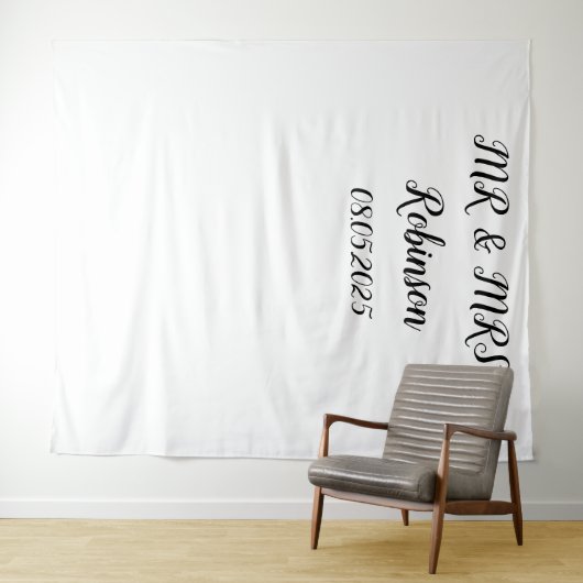 Klassisches Script Mr. & Mrs. Wedding Backdrop Ban Wandteppich (Beispiel (Horizontal))