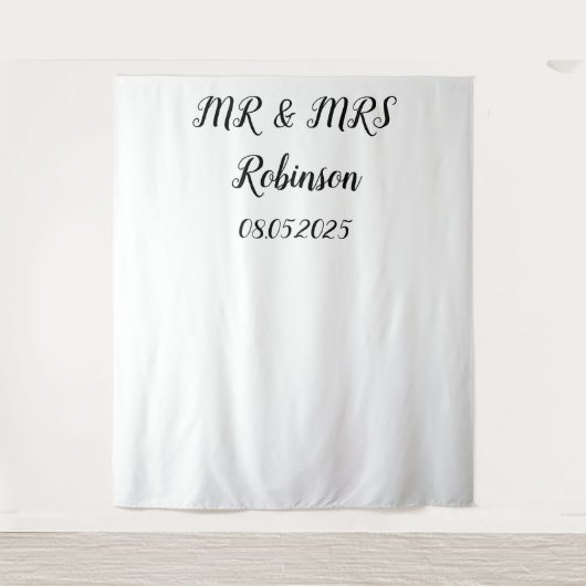 Klassisches Script Mr. & Mrs. Wedding Backdrop Ban Wandteppich (Vorderseite)